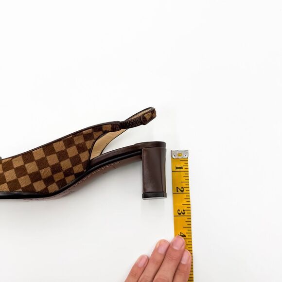 Louis Vuitton LV Damier Ebene Checked Calf Hair Bow Square Toe Slingback Pump - Picture 12 of 12